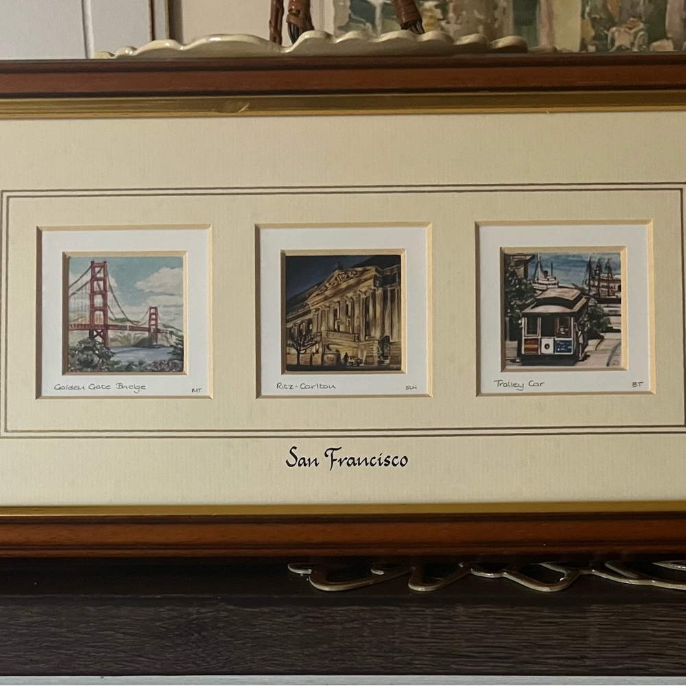 Artwork by Global miniatures Ltd. San Francisco Bridge, Ritz Carlton, TrolleyCar